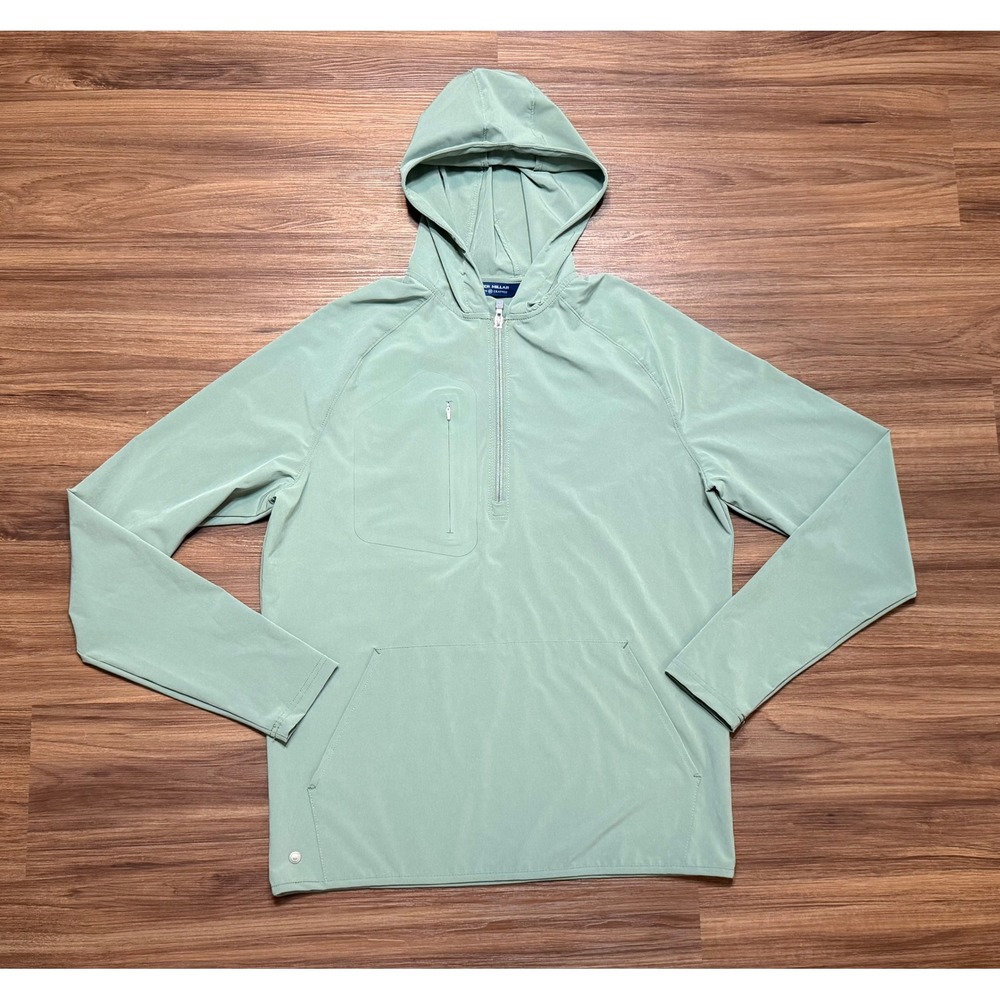 Peter Millar Crown Crafted Mens Flex Adapt Sage Green Half Zip Hoodie Sz M